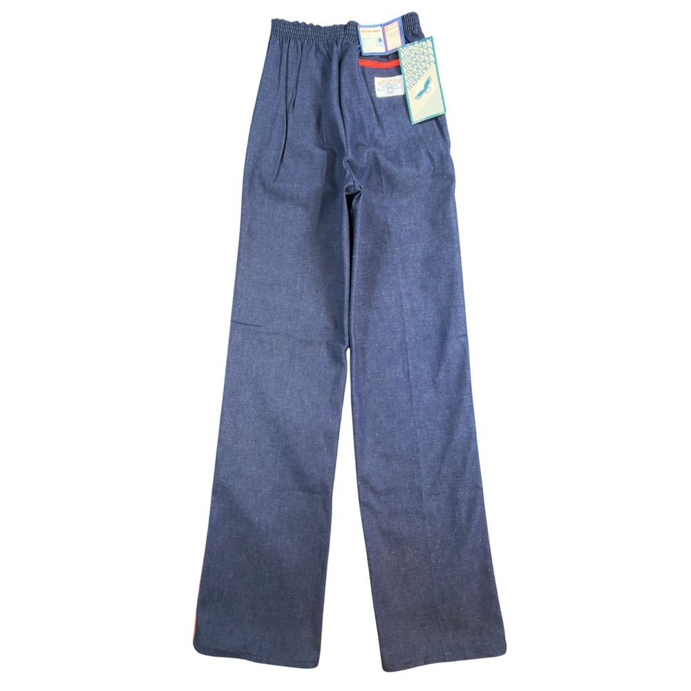 Maverick Vintage 80s Pants Girls 14 Blue Track Piping USA Made NOS NWT 24.5x30